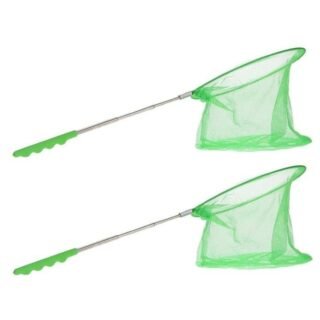 2x Groene uitschuifbaar visnetten/vlindernetten 36 cm