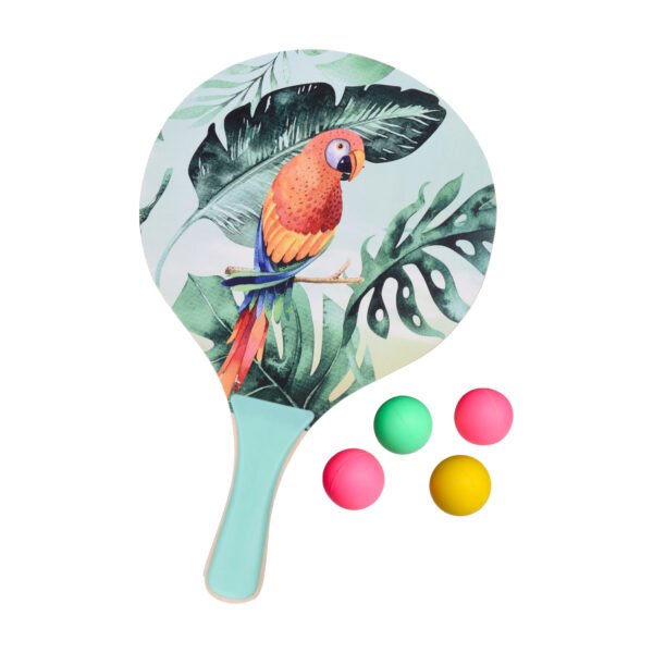 Summertime Beachball set - hout - groen - strand sport speelset - met 5x balletjes