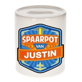 Kinder cadeau spaarpot voor een Justin