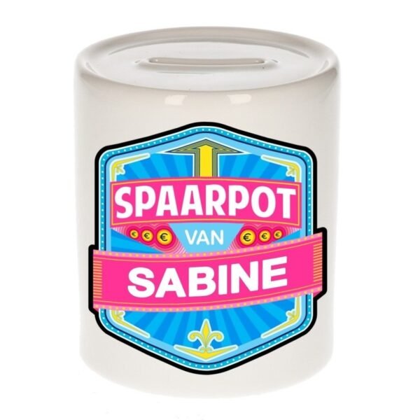 Kinder cadeau spaarpot voor een Sabine