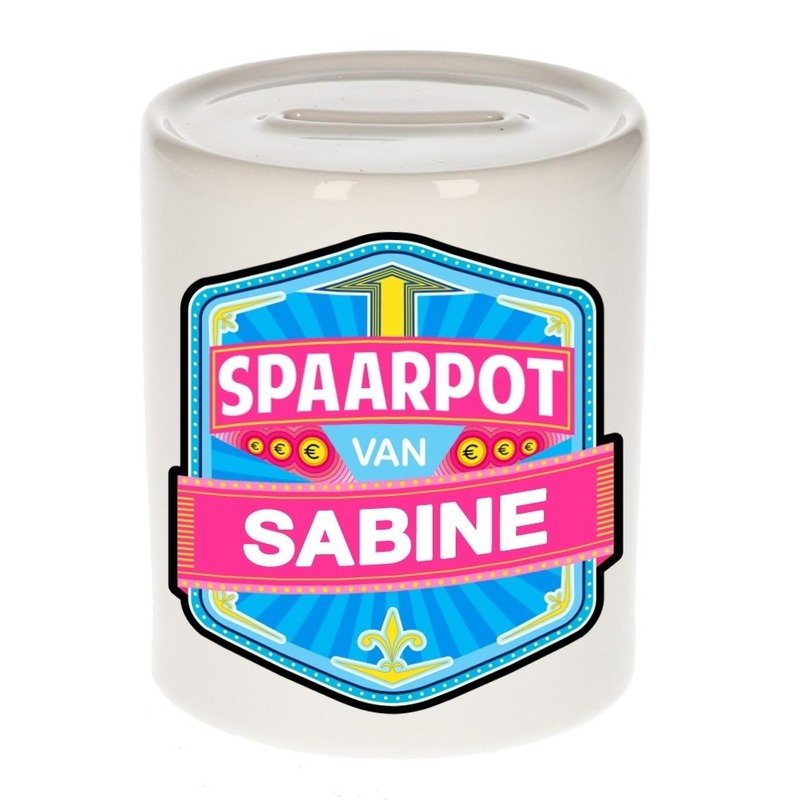 Kinder cadeau spaarpot voor een Sabine