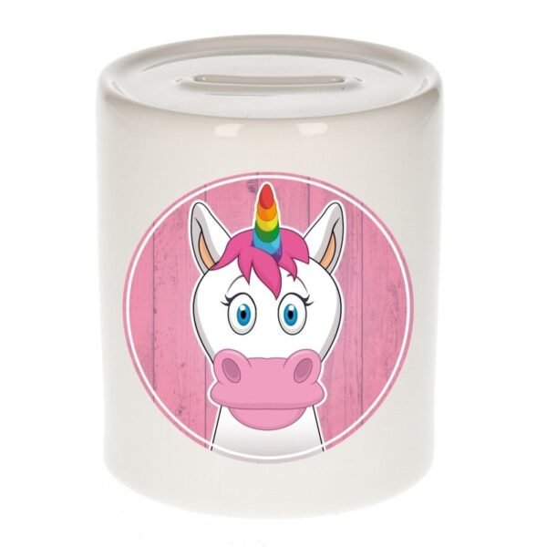 Spaarpot met eenhoorns print voor kids 9 cm