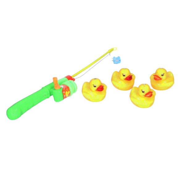 Hengelspel/eendjes vangen - groen/geel - kermis spel - voor kinderen - bad eendjes - bad speelgoed