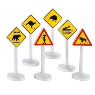 6x Speelgoed waarschuwingsborden/verkeersborden 10 cm