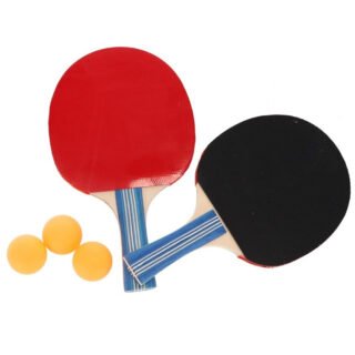 Tafeltennis setje - 2 bats en 3 ballen - hout/kunststof - 25 x 15 cm - pingpong