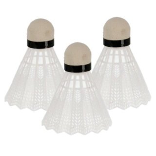 Badminton shuttles setje - 3x shuttles - kunststof - wit - badmintonnen
