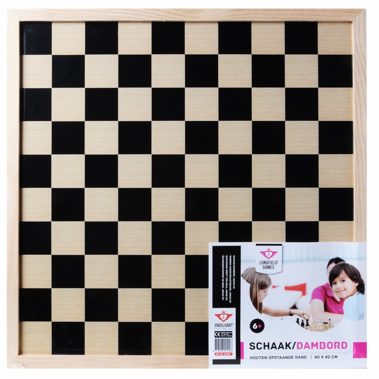 Engelhart Dam/Schaakbord - hout - 40 x 40 cm - excl. speelstukken