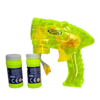 Bellenblaas speelgoed pistool - met vullingen - geel - 15 cm - plastic - bellen blazen