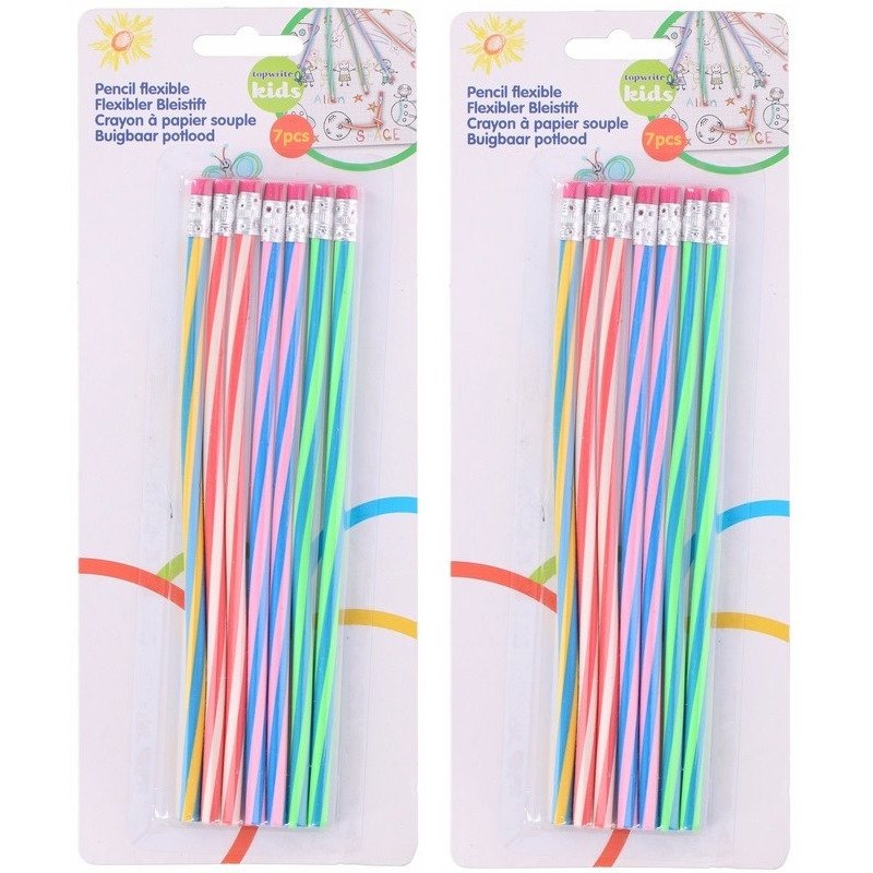 Topwrite Buigbare potloden - 14 stuks - potlood met gum - tekenen