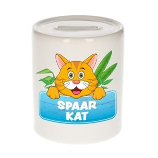 Kinder cadeau spaarpot kat / poes rood 9 cm