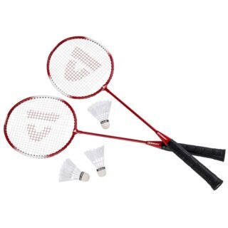 Camping badminton set rood met shuttles en opbergtas 67 cm