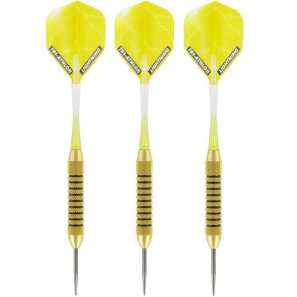 1x Set van 3 dartpijlen Speedy Yellow Brass 21 grams