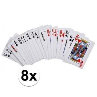 8x setje kleine speelkaarten 4 x 6 cm