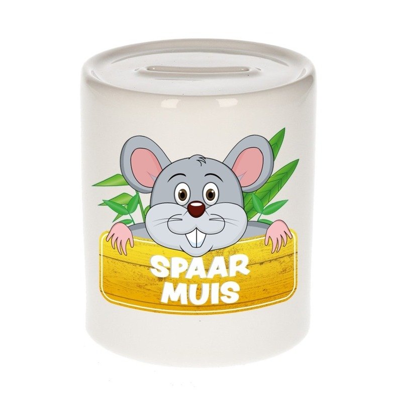 Kinder cadeau spaarpot muis 9 cm