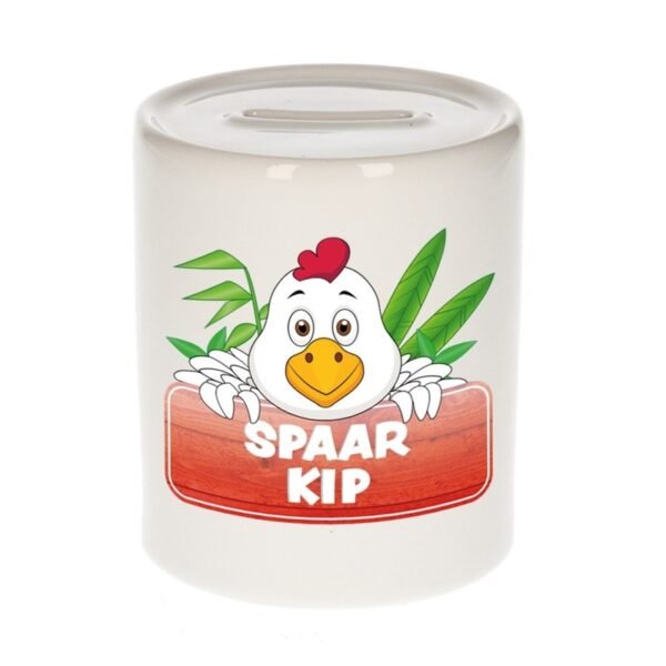 Kinder cadeau spaarpot kip 9 cm