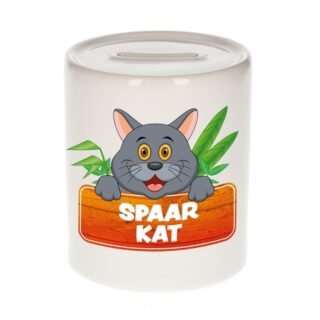 Kinder cadeau spaarpot kat / poes rood 9 cm