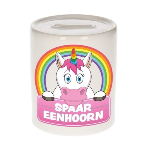Kinder cadeau spaarpot eenhoorn 9 cm