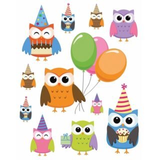 Autoraam stickers feestelijke uilen