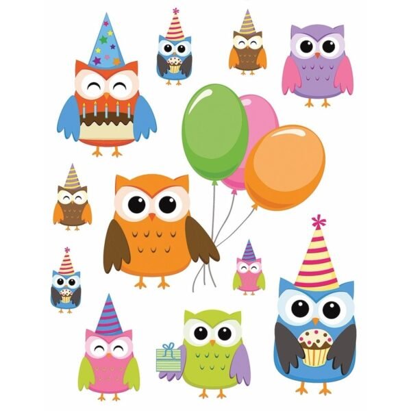 Autoraam stickers feestelijke uilen
