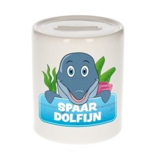 Kinder cadeau spaarpot dolfijn 9 cm