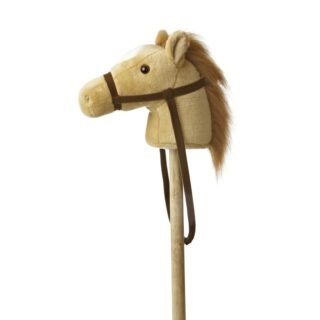 Stokpaard beige pony pluche 94 cm