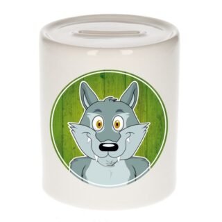 Spaarpot met wolven print voor kids 9 cm