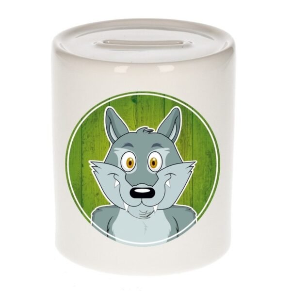 Spaarpot met wolven print voor kids 9 cm
