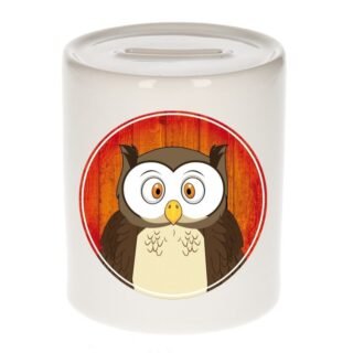 Spaarpot met uilen print voor kids 9 cm
