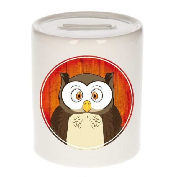Spaarpot met uilen print voor kids 9 cm