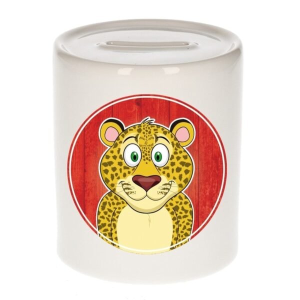Spaarpot met luipaarden print voor kids 9 cm