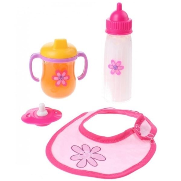 Poppen speelgoed eetset - 4-delig - kunststof - baby pop - poppen accessoires