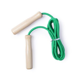 Springtouw met houten handvatten - 240 cm - groen - speelgoed - kinderen/volwassenen
