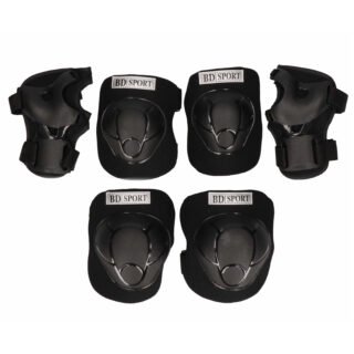 Kniebeschermers / skate beschermset zwart voor kinderen maat M - 6 - 8 jaar