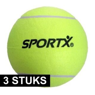 SportX Jumbo Tennisbal - 3x - XXL - geel - 22 cm - buiten spelen - speelgoed