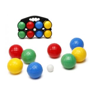 Jeu de boules set - gekleurd - in draagtas - 8 ballen - kunststof - reis/camping/vakantie