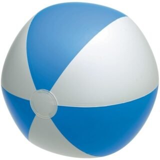 Speelgoed strandbal - opblaasbaar - blauw/wit - dia 28 cm - Strandballen