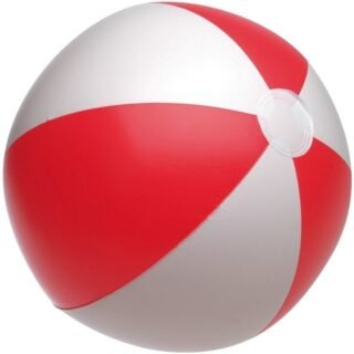 Speelgoed strandbal - opblaasbaar - rood/wit - dia 28 cm - Strandballen