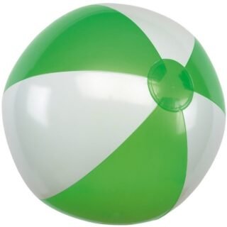 Speelgoed strandbal - opblaasbaar - groen/wit - dia 28 cm - Strandballen
