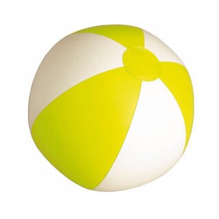 Opblaasbare strandbal - geel/wit - D28 cm - plastic - zwembad speelgoed opblaas bal