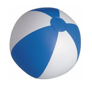 Opblaasbare strandbal - blauw/wit - D28 cm - plastic - zwembad speelgoed opblaas bal