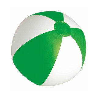 Opblaasbare strandbal - groen/wit - D28 cm - plastic - zwembad speelgoed opblaas bal