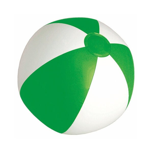 Opblaasbare strandbal - groen/wit - D28 cm - plastic - zwembad speelgoed opblaas bal