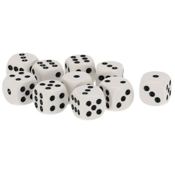 Gerimport Speelgoed spellen Dobbelstenen - wit - 10x stuks - kunststof