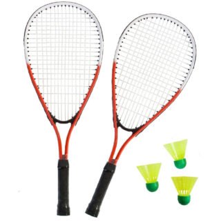 Sterke badminton set - rood/wit - met 3 shuttles - in opbergtas - 66 cm