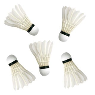 Badminton shuttles - 5x st - wit - 9 x 6 cm - met veertjes - Veren shuttles