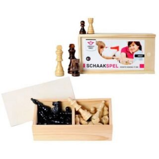 Schaakstukken - 16x wit en 16x zwart - hout - met opbergdoos - schaakspel