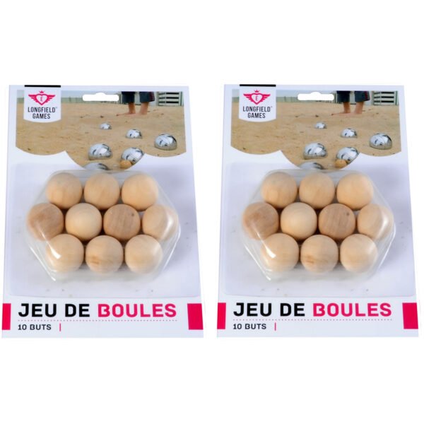 Longfield Games Jeu de Boules buts - 20x - blank hout - 30 mm - markeringsballetjes