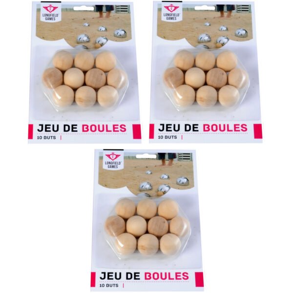 Longfield Games Jeu de Boules buts - 30x - blank hout - 30 mm - markeringsballetjes