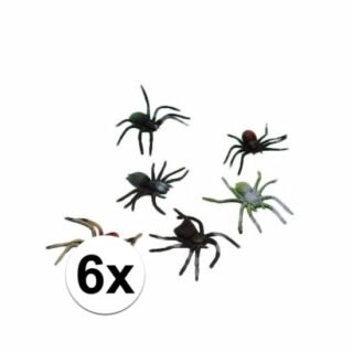 Griezelige spin speelfiguur - 6x - 10 cm - Halloween/Horror decoratie