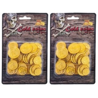 Piraten schatkist speelgoed munten - goud - 100x stuks - kunststof